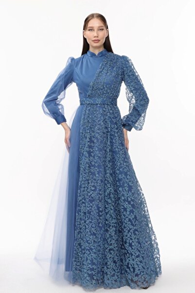 Asees Hijab Evening Dress Dream Tulle Glitter Printed Evening Dress