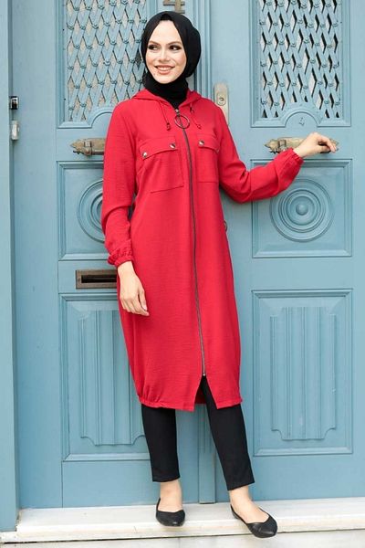 Neva Style - Șapcă roșie cu glugă Hijab 5030k