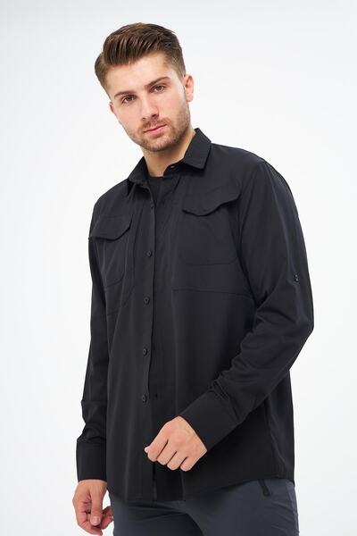 GHASSY CO. Ανδρικά πουκάμισα τακτικής με ρυθμιζόμενα μανίκια με αναπνεύσιμη πολυλειτουργική τσέπη GM-003