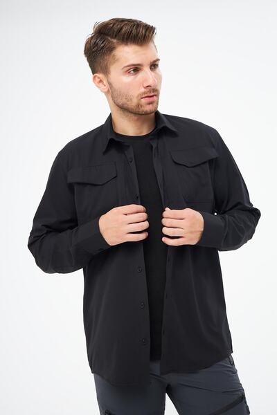 GHASSY CO. Ανδρικά πουκάμισα τακτικής με ρυθμιζόμενα μανίκια με αναπνεύσιμη πολυλειτουργική τσέπη GM-003