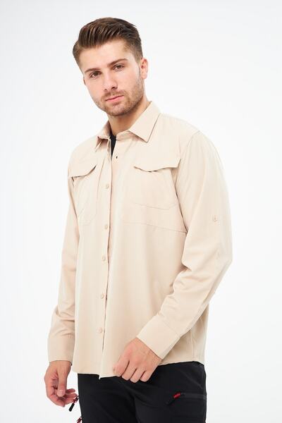 GHASSY CO. Ανδρικά πουκάμισα τακτικής με ρυθμιζόμενα μανίκια με αναπνεύσιμη πολυλειτουργική τσέπη GM-003