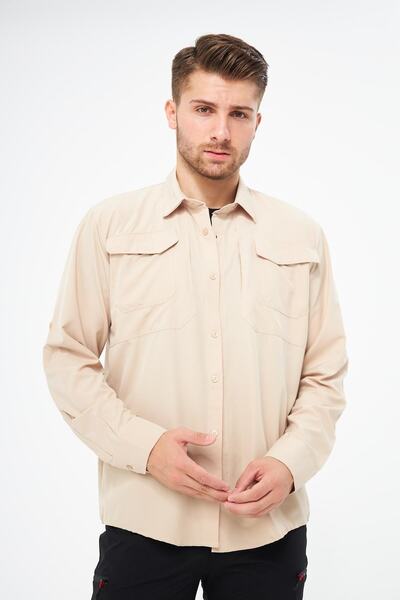 GHASSY CO. Ανδρικά πουκάμισα τακτικής με ρυθμιζόμενα μανίκια με αναπνεύσιμη πολυλειτουργική τσέπη GM-003