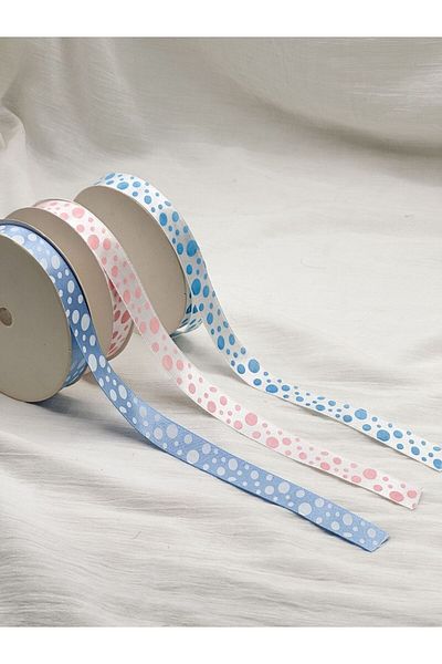 E Elmas Patterned Polka Dot Satin Ribbon (10 METERS)