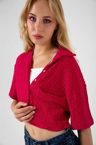 bb butik basic Cămașă crop cu buzunare încrețite