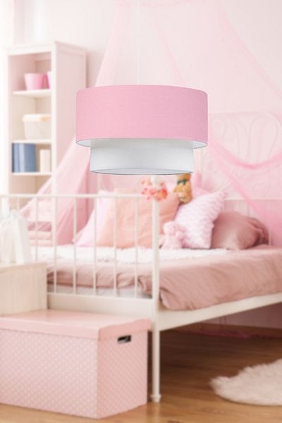 HOMİNG Artgift Pink Fabric White Body Triple Chandelier and Lampshade Set