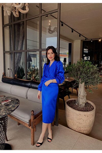 LAVENDEL Abehlia Dalya Kadın Saks Mavisi Abiye/elbise