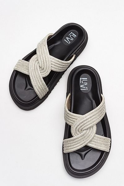 LuviShoes AIDA Black Stone Women's Slippers