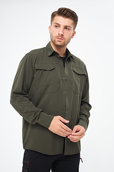 GHASSY CO. Ανδρικά πουκάμισα τακτικής με ρυθμιζόμενα μανίκια με αναπνεύσιμη πολυλειτουργική τσέπη GM-003