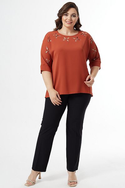 Moda Alba CINNAMON FLOWER-STONE TRUVAKAR BAT SLEEVE LARGE SIZE ELEGANT BLUZ