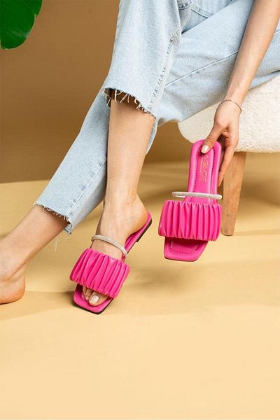 AGACE PLEATED STONE SLIPPERS