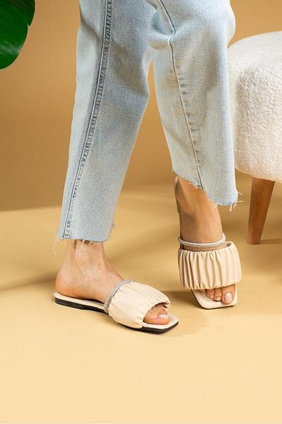 AGACE PLEATED STONE SLIPPERS