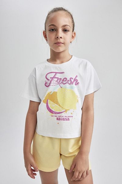 DeFacto Girl's Regular Fit Short Sleeve T-Shirt
