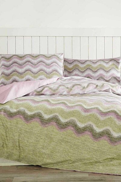 Özdilek طقم غطاء لحاف Nev Undulatis باللون الأخضر المزدوج