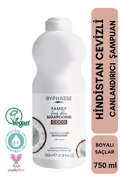 BYPHASSE Family Fresh Coconut Shampoo Special for Dyed Hair 750ml