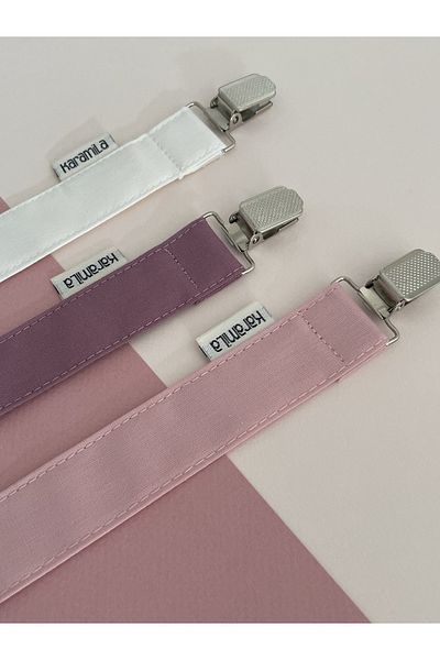 KARAMİLA Set of 3 Pacifier Strap - Pacifier Chain - Pacifier Holder Pink-Purple-White Color