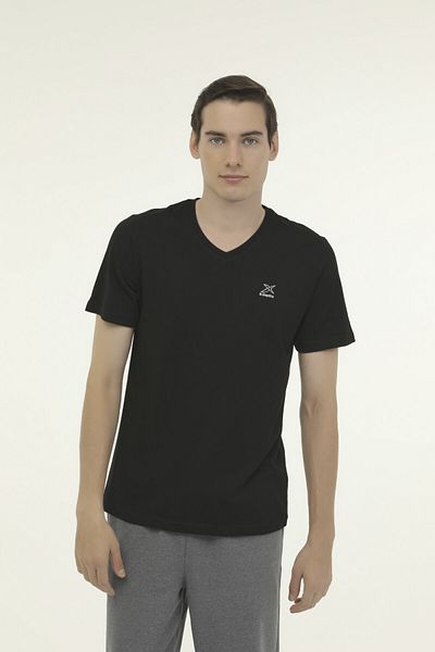 Kinetix M-SN221 BSC V T-SHIRT 3FX Tricou negru cu mânecă scurtă pentru bărbați