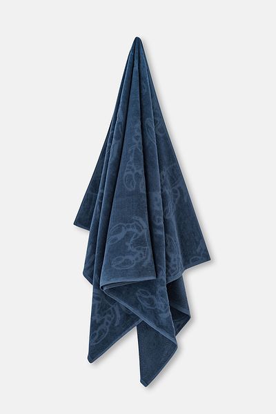 Dagi Marineblaues, einfarbiges Handtuch mit Hummerstruktur, 85 x 150 cm