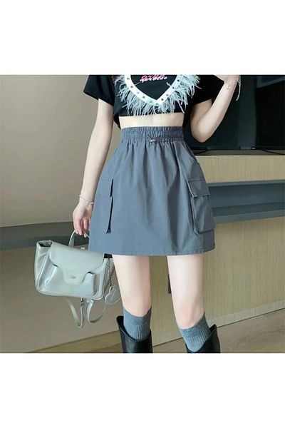 Gofeel Y2K Style Parachute Fabric Cargo Skirt Carmen Shopping Mall)
