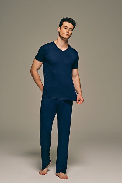 Syah Erkek Basic Modal V Yaka Kısa Kollu T-shirt