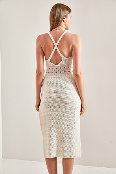 Bianco Lucci Dámské pletené šaty se vzorem v pase