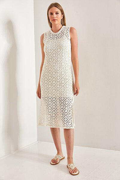 Bianco Lucci Dámské čtvercové vzorované pletené šaty