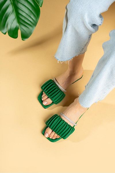 AGACE PLEATED STONE SLIPPERS