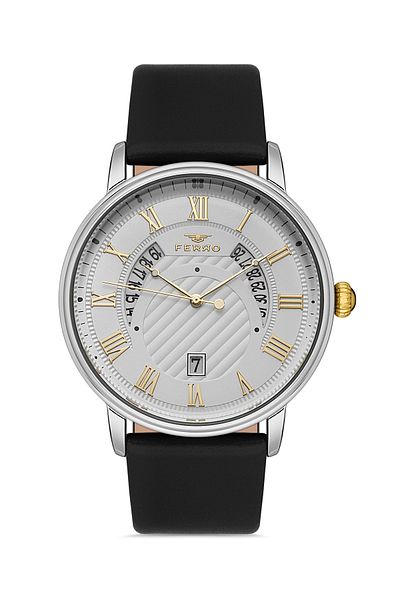 FERRO Black Leather Cord Men's Wristwatch F11050B-D