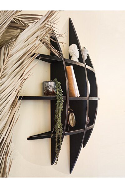 Vgl Duvar Rafı Ahşap Oval Kesim Dekoratif Duvar Rafı Kitaplık Raf