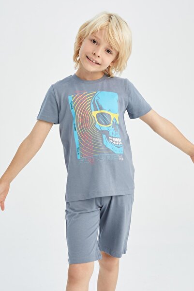 DeFacto Boy's Printed Short Sleeve T-Shirt Shorts Set of 2