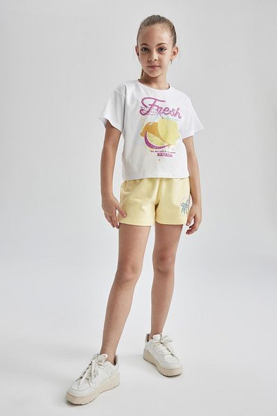 DeFacto Girl's Regular Fit Short Sleeve T-Shirt