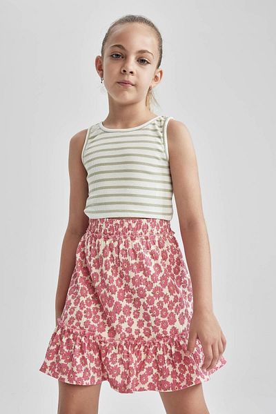 DeFacto Patterned Flared SKirt - Girl