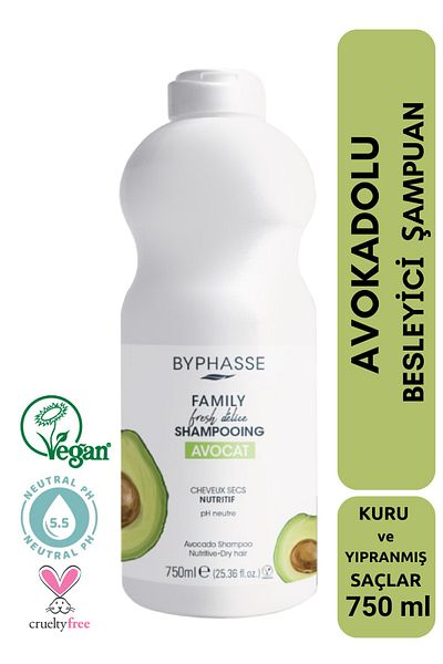 BYPHASSE Family Fresh Avocado Shampoo Special for Dry Hair 750ml
