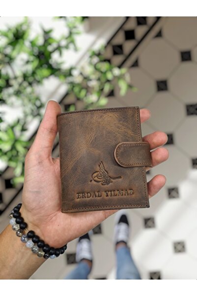 Visso leather VİSSO 112 İsme Özel KİLİTLİ Bozuk Para Cepli OSMANLI TUĞRALI Fe...