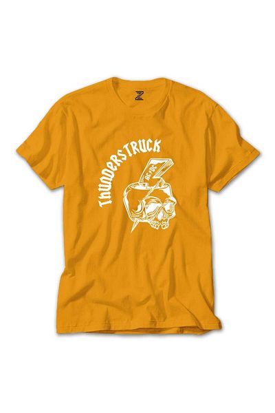 Z zepplin Κίτρινο μπλουζάκι AC DC Thunderstuck Skull