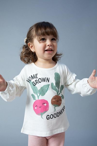 DeFacto Baby Girl Crew Neck Long Sleeve Combed Cotton T-Shirt