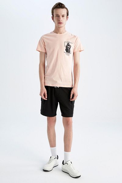 DeFacto Slim Fit Crew Neck Printed 100% Cotton T-Shirt