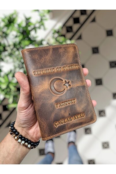 VİSSO 911 Hakiki Deri Isme Özel Pasaport Kılıfı Gerçek Deri Pasaportluk Deri ...