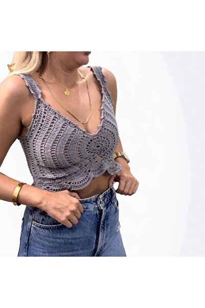 OevaC Örgü Bralet / Örgü Bikini Üstü / Kroket Bikini / Örgü Crop /büstiyer / ...