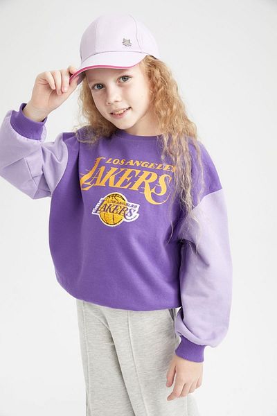 DeFacto Girl's Nba Los Angeles Lakers Crew Neck Soft Furry Sweatshirt