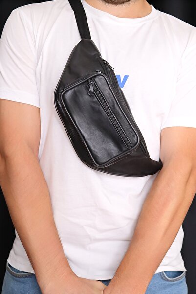 Jack Tonio Unisex Ayarlanabilir Askılı Fermuarlı Deri Omuz Göğüs Ve Bel Çantası