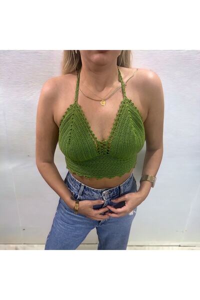OevaC Örgü Bralet / Örgü Bikini Üstü / Kroket Bikini / Örgü Crop /büstiyer / ...