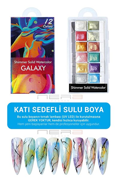Nera Classy Shimmer Solid Watercolor Galaxy - 12 Renk Tırnak Katı Sulu Boya -...
