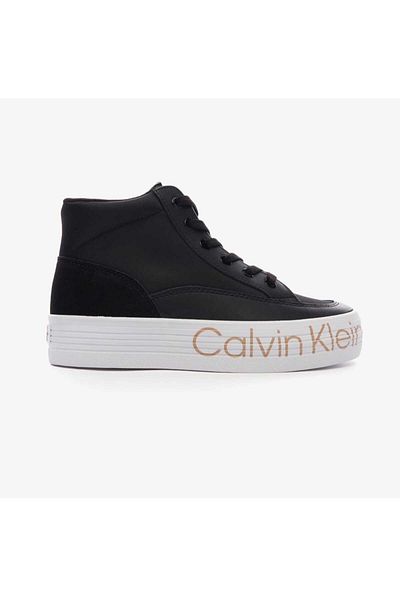 Calvin Klein Jeans Vulc Flatf Mid Wrap Around Logo Women's Black Sneaker