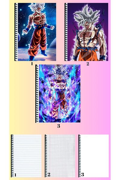 animeandyourworld Goku 3 Pieces Notebook - A4 Large Size Lined/Checkered/Unlined
