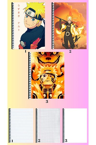 animeandyourworld Naruto uzumaki 3 notebooks A4 large size lined_checked_unlined