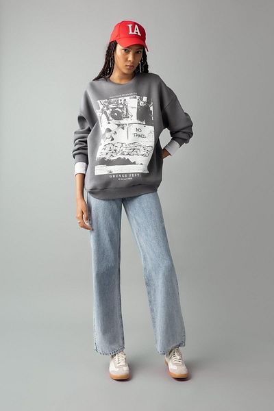DeFacto Oversize Fit mikina Crew Neck