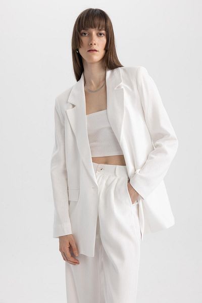 DeFacto Oversize Fit Linen Blended Blazer Jacket Z2536az23sm