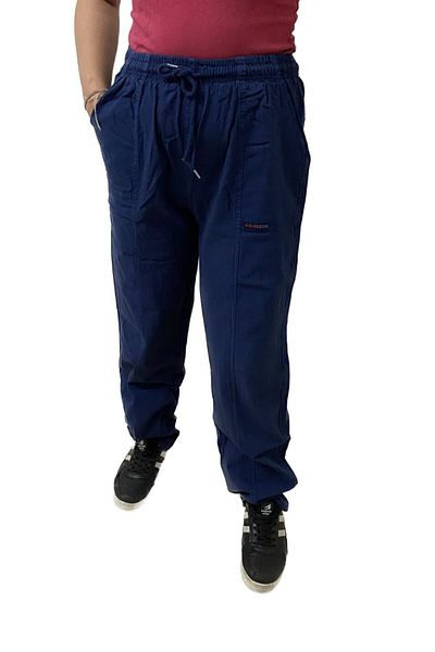 FATELLA Women's Raw Cloth Summer Comfortable Elastic Waist Corded Linen Look Cotton Trousers
