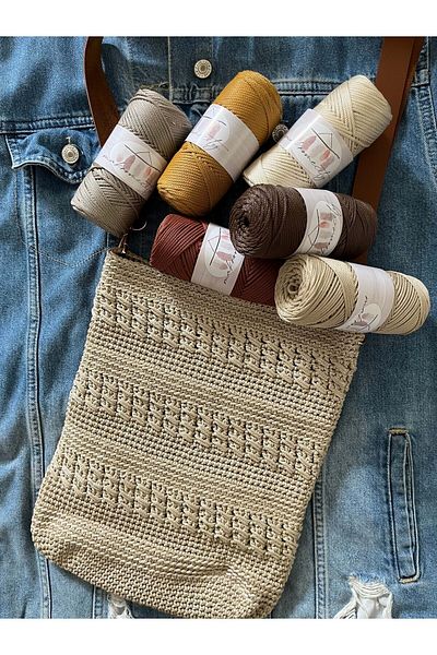 Makromecity Premium 200 Gr 230m Polyester Macrame Floss Mink 2mm Σχοινί φορτιστή και κλωστή τσάντας (2x100gr)