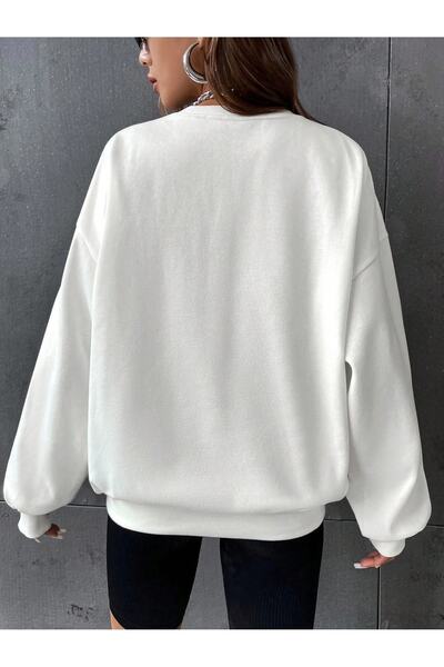 mercoledi 4-панельний кролик ENERGETIC з принтом, велосипедна комір, унісекс, білий, оверсайз-светр